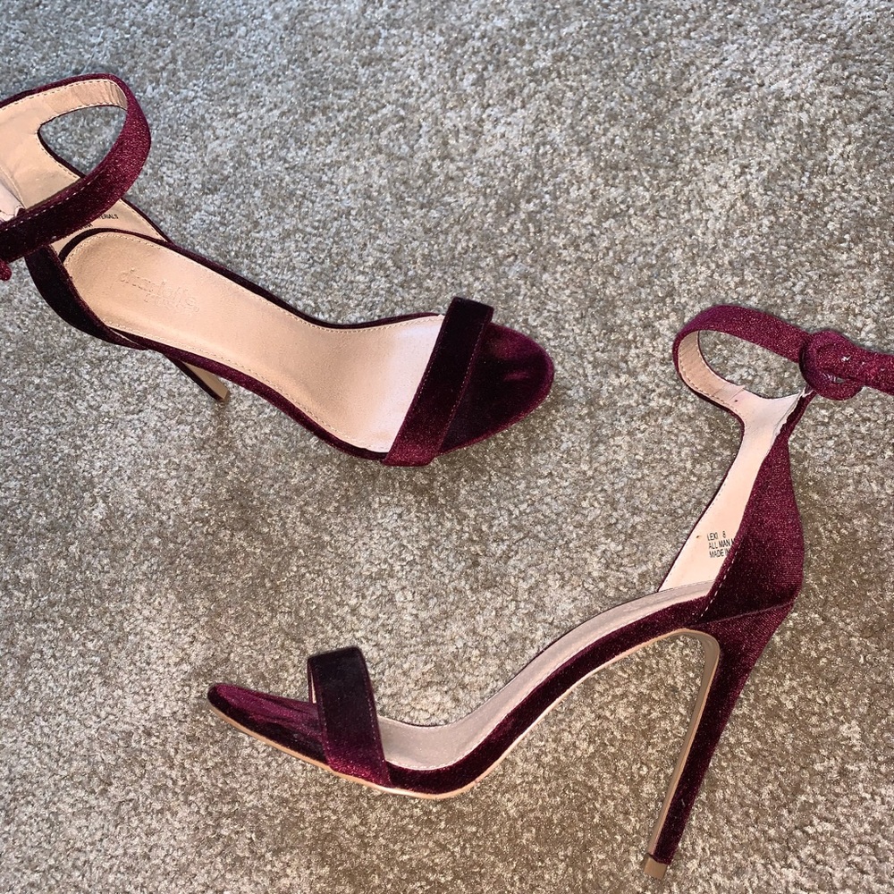 Burgundy velvet heels